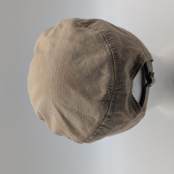 Tan Military Style Cap Adjustable Strap Chain Polyester Blend - Picture 5 of 12